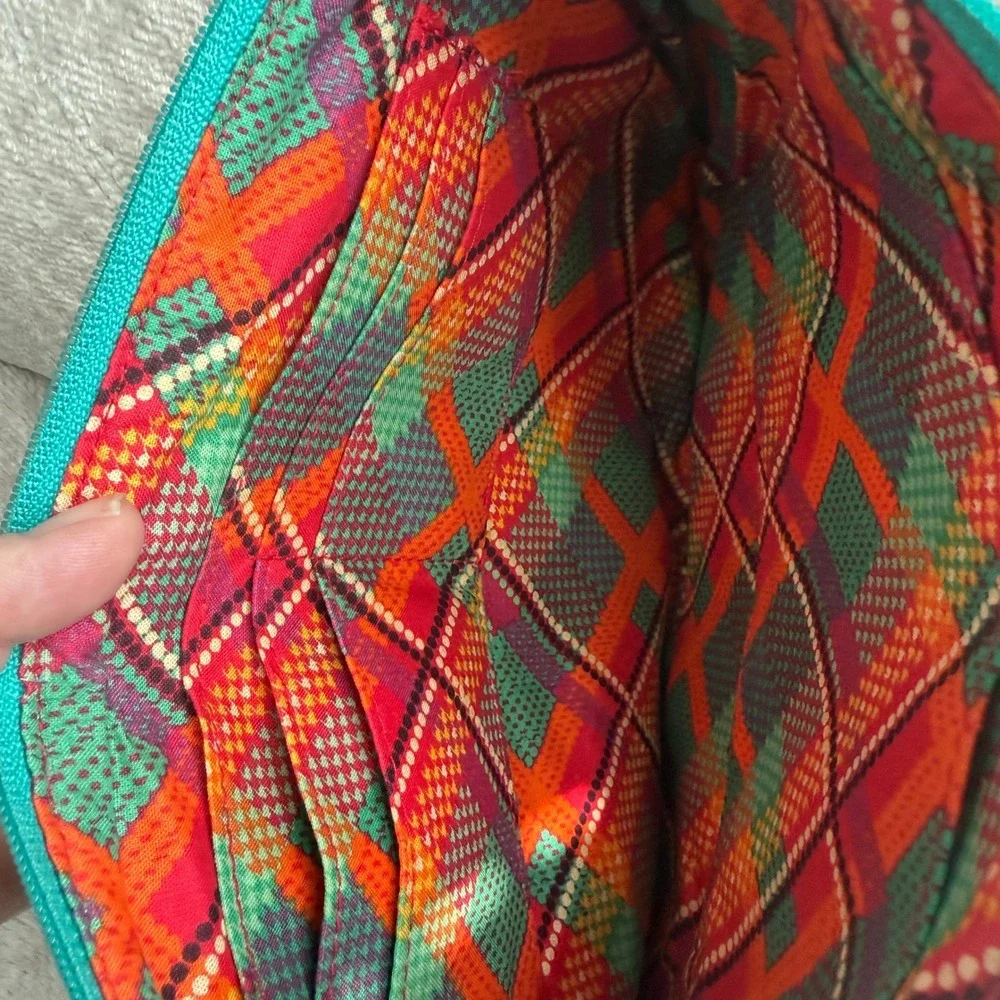 Vera Bradley Straw Wristlet Pouch Red Geometric Orange Citrus Embroidered Clutch